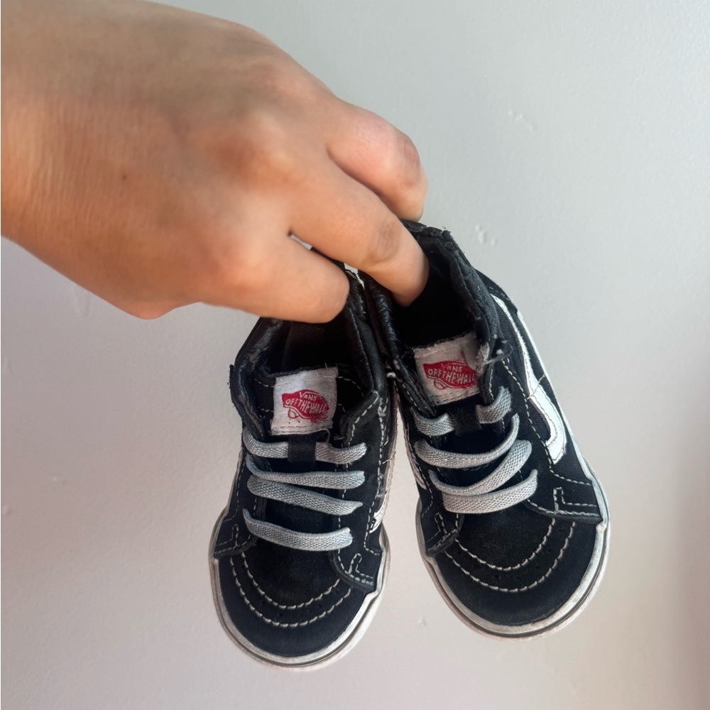Vans Sk8-Hi Zip Toddler 4 Black White High Top Sneakers Streetwear y2k Skate - Picture 3 of 7
